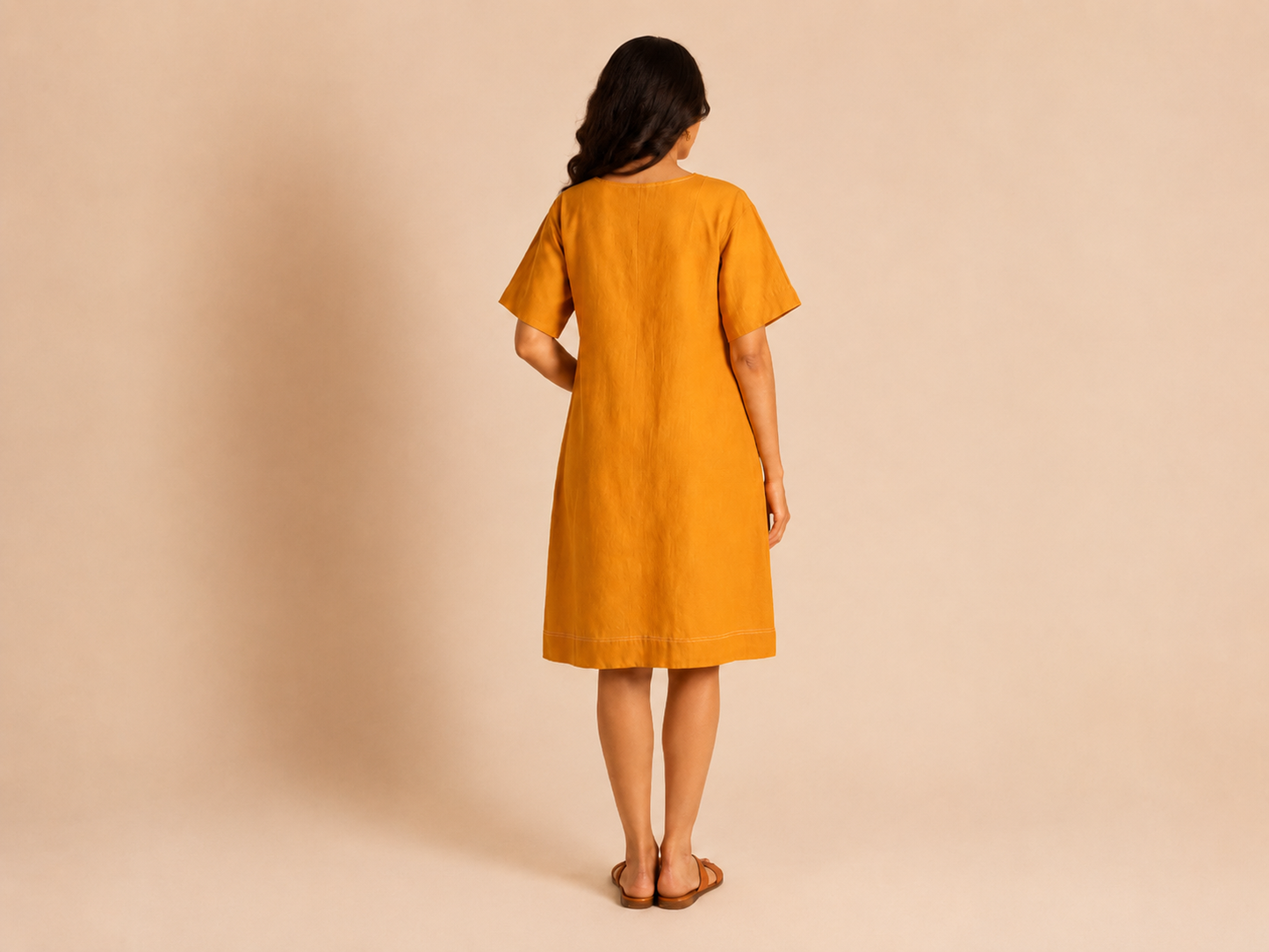 Classic yellow linen dress