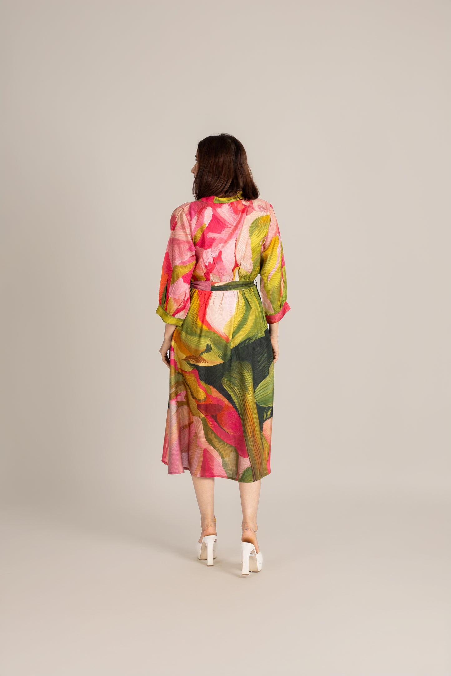 Palm line crest dress