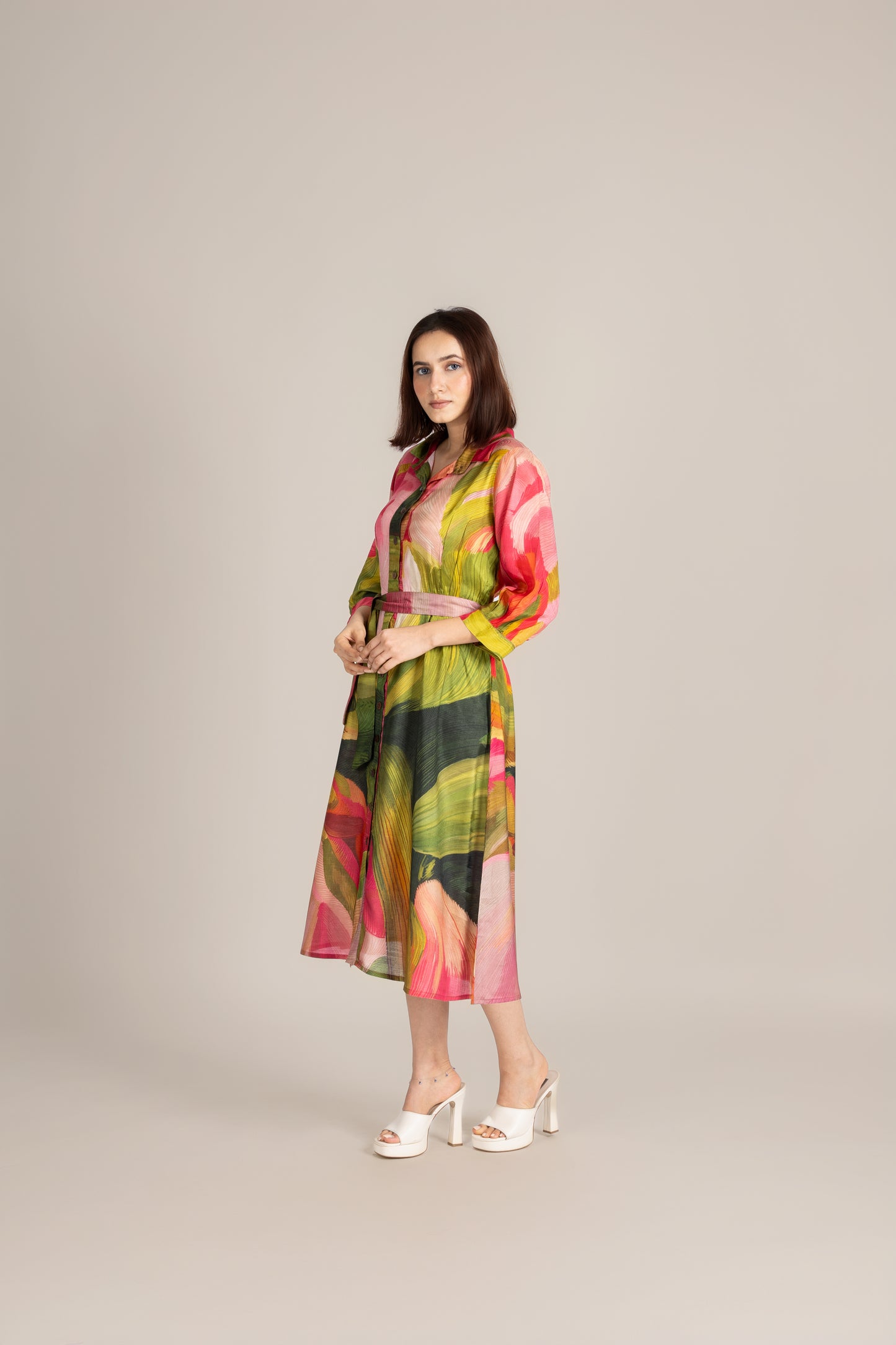 Palm line crest dress