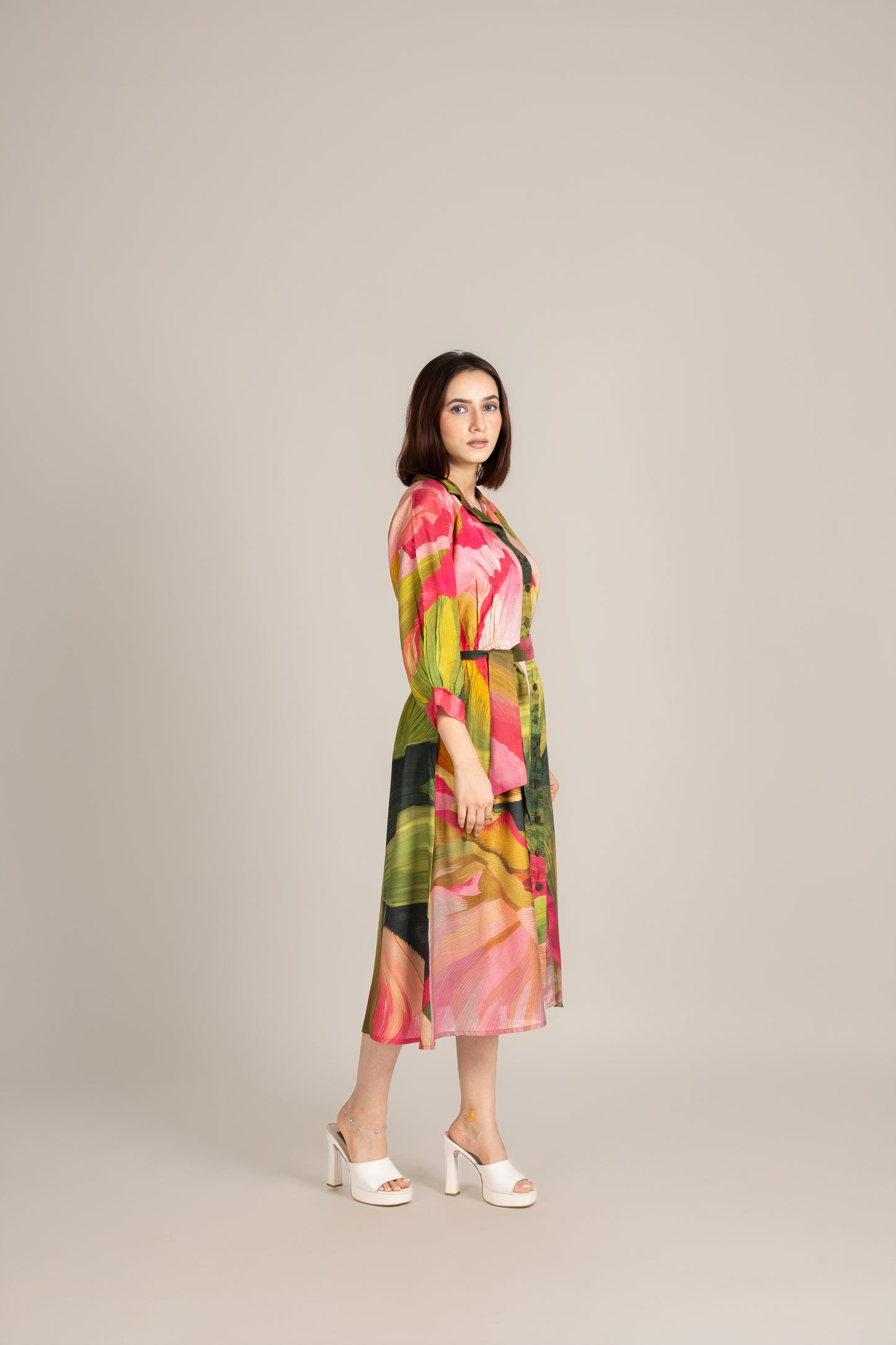 Palm line crest dress