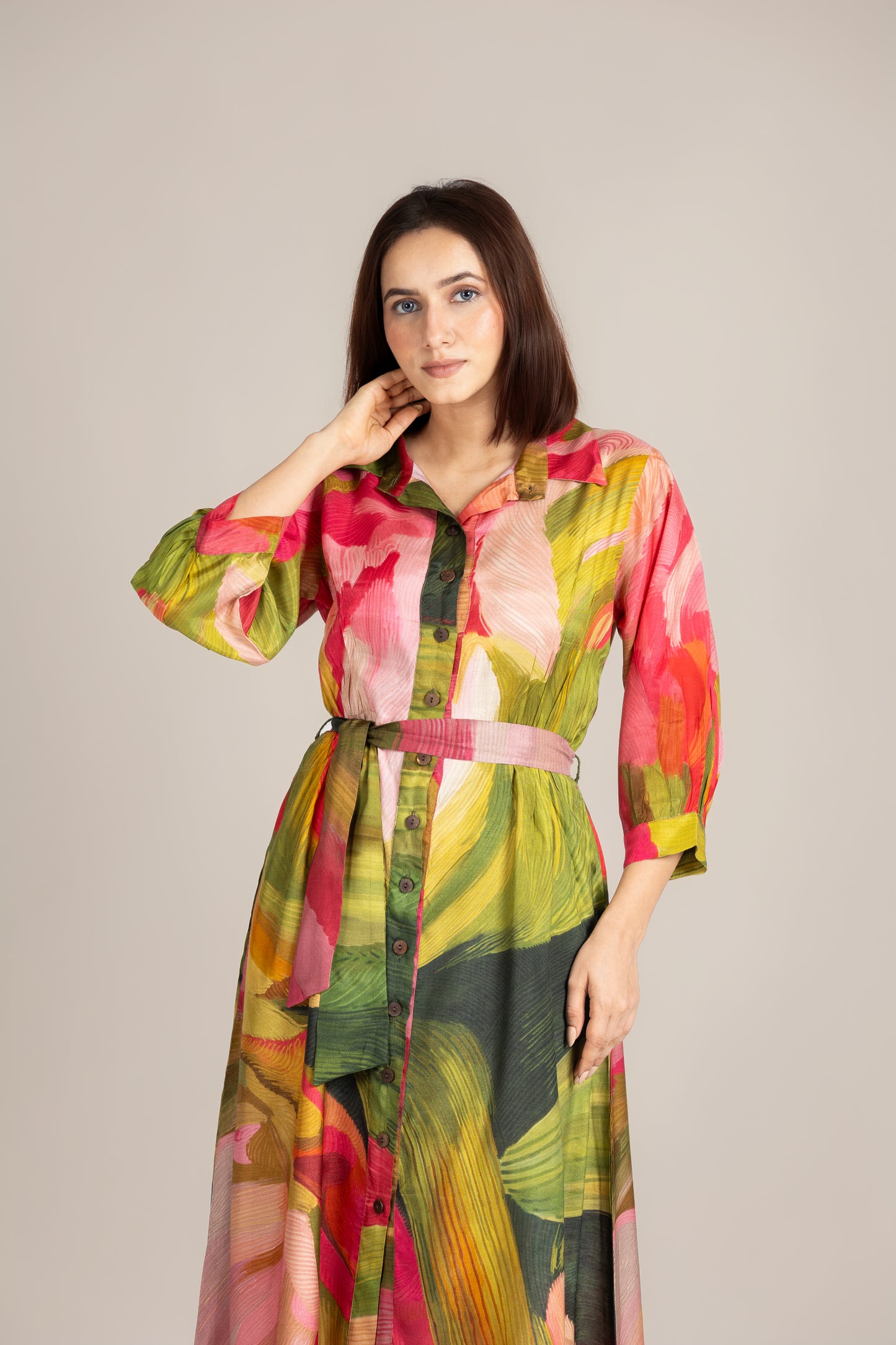 Palm line crest dress