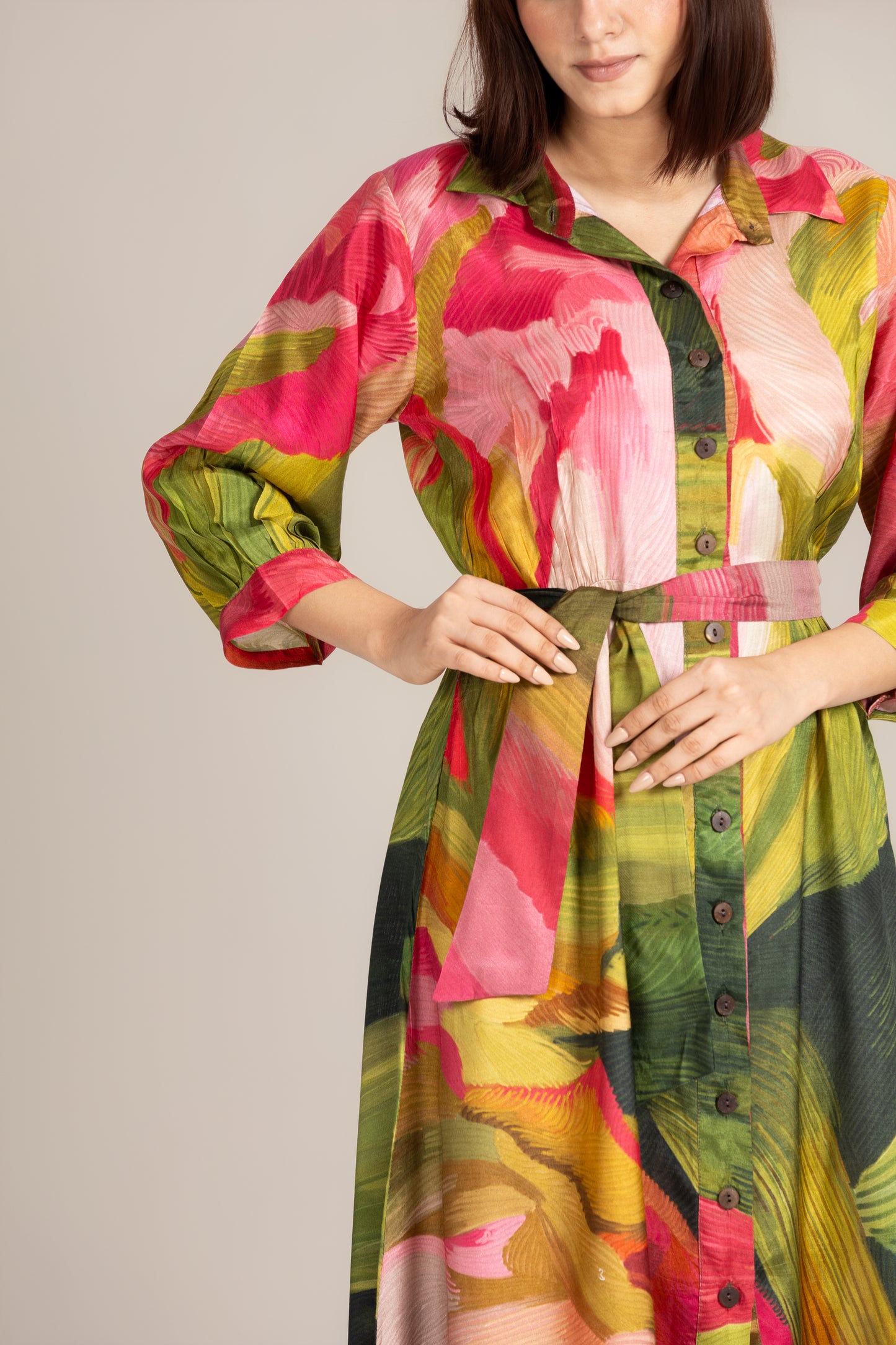 Palm line crest dress