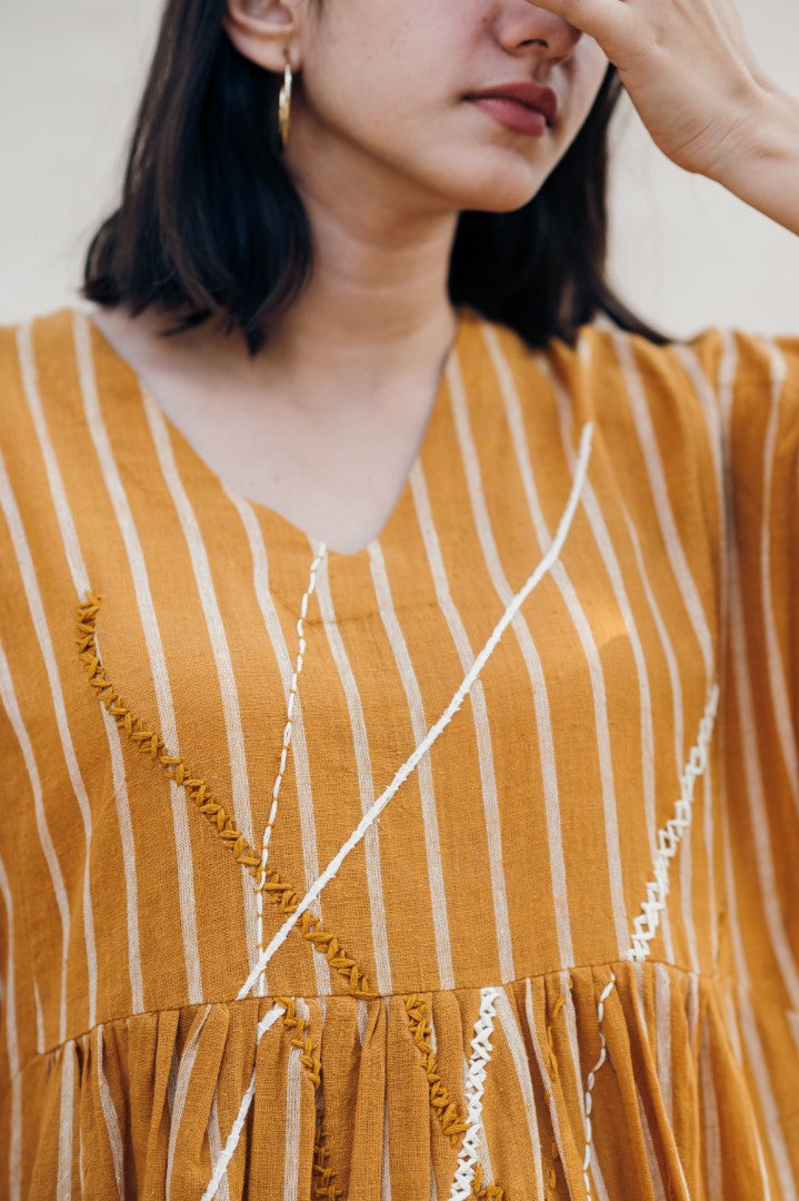 Mustard line dress