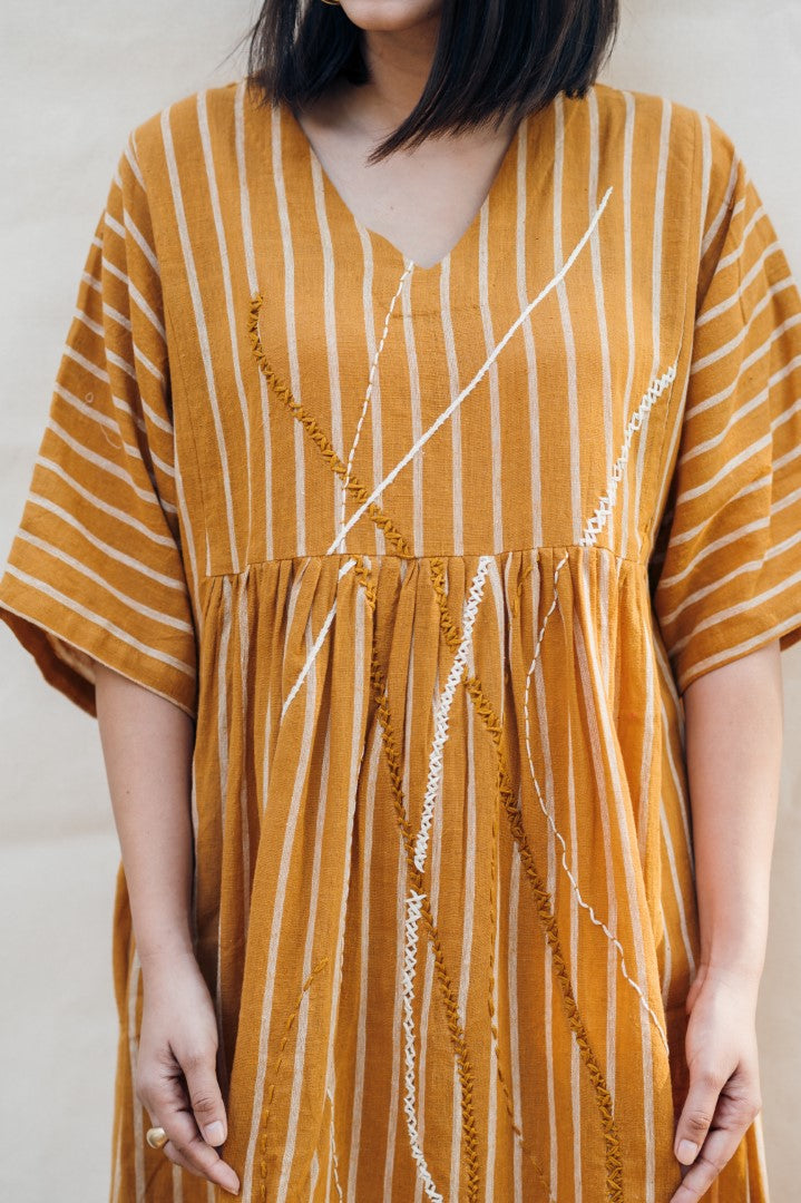 Mustard line dress