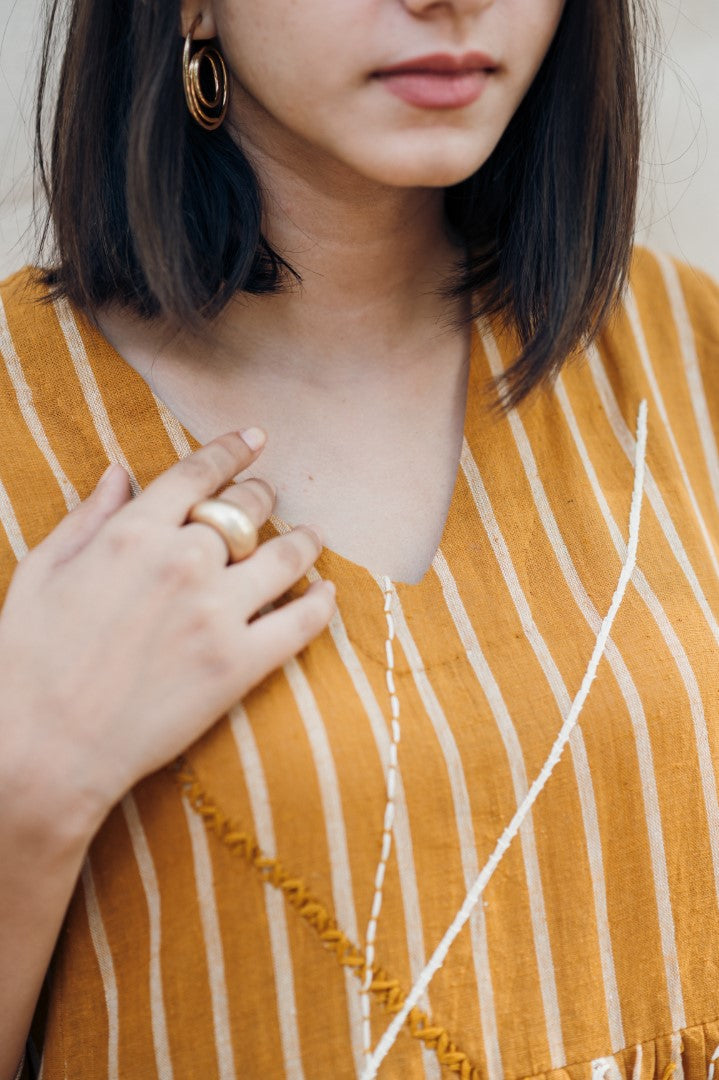 Mustard line dress