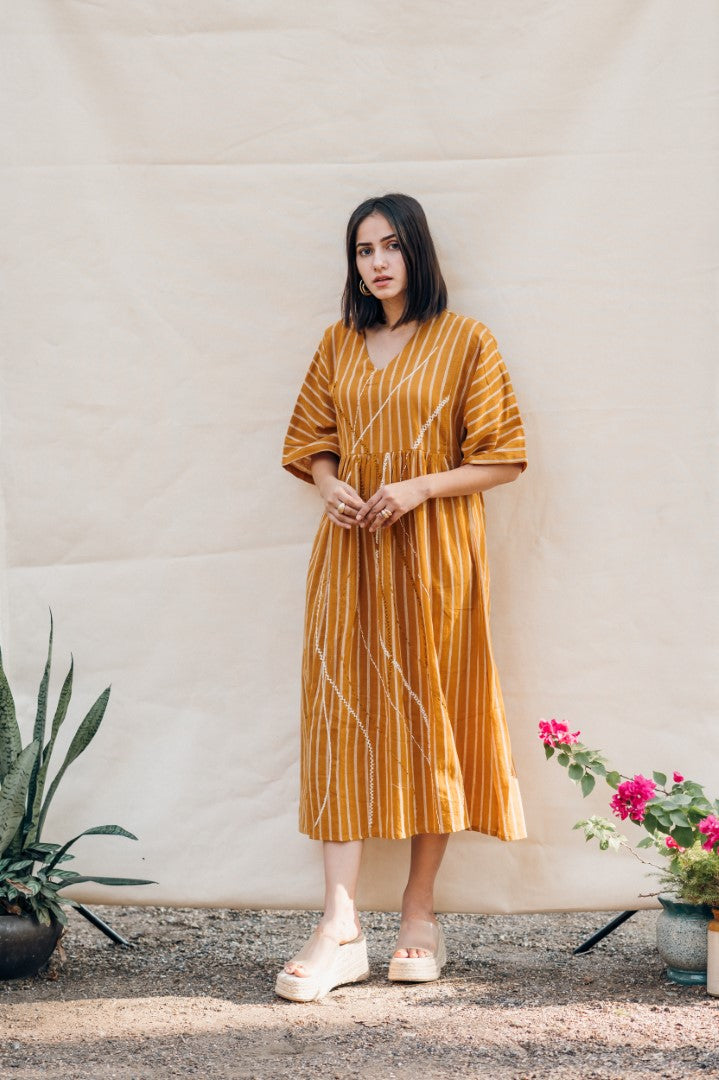 Mustard line dress
