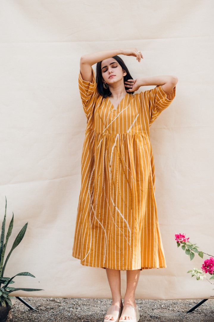 Mustard line dress