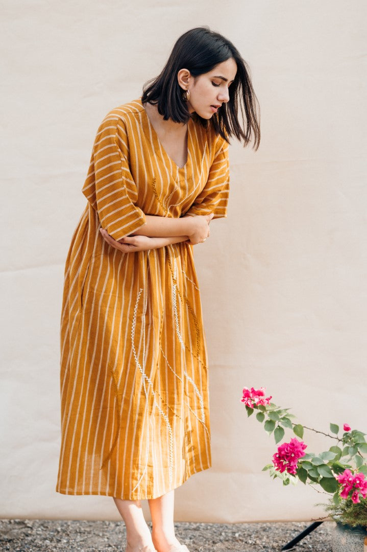 Mustard line dress