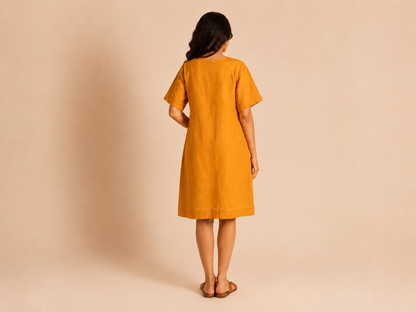 Classic yellow linen dress