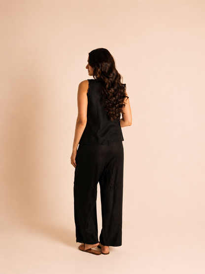 Frayed linen black top and bottom