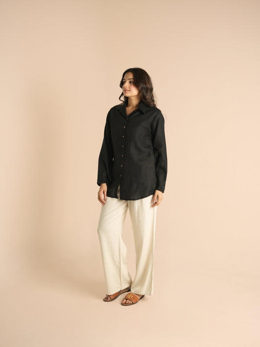 Black linen shirt
