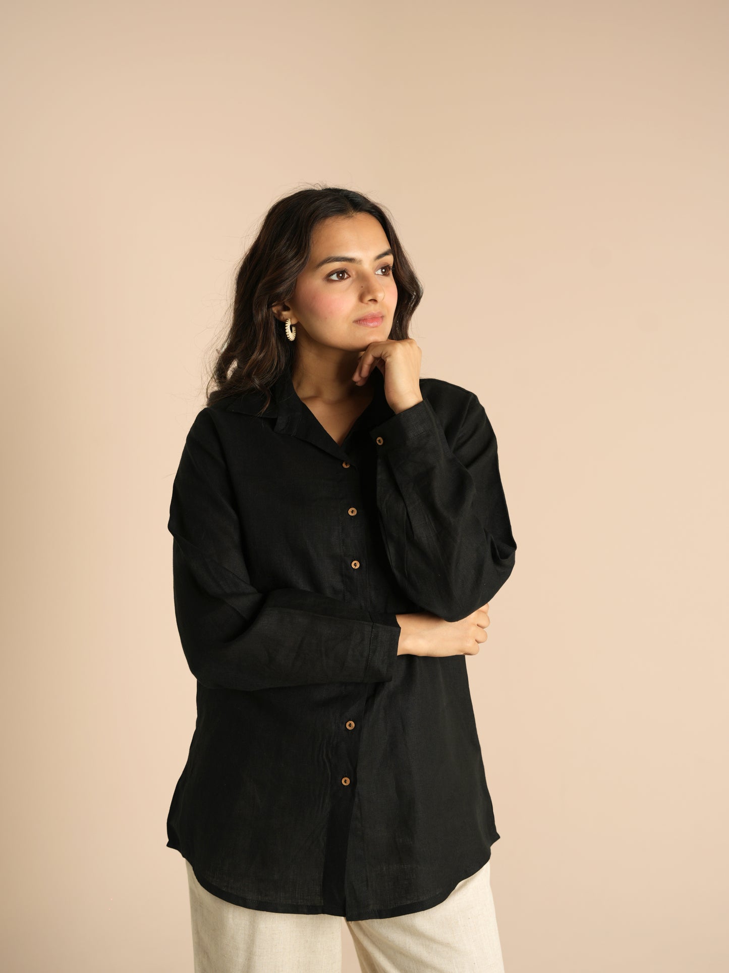 Black linen shirt
