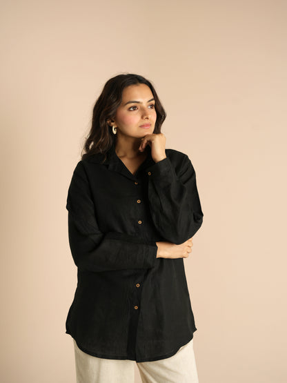 Black linen shirt