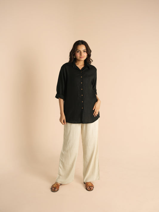 Black linen shirt