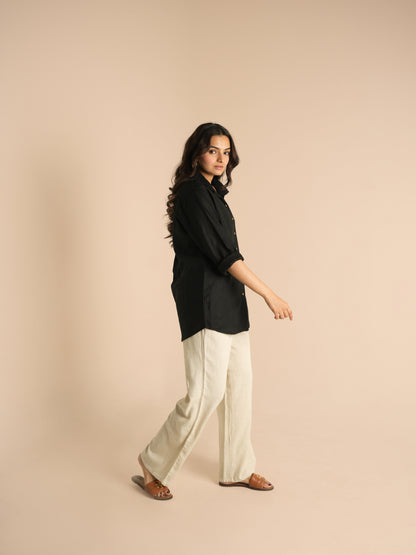 Black linen shirt