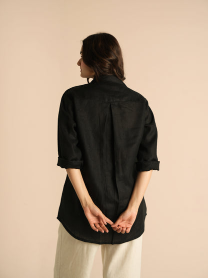 Black linen shirt