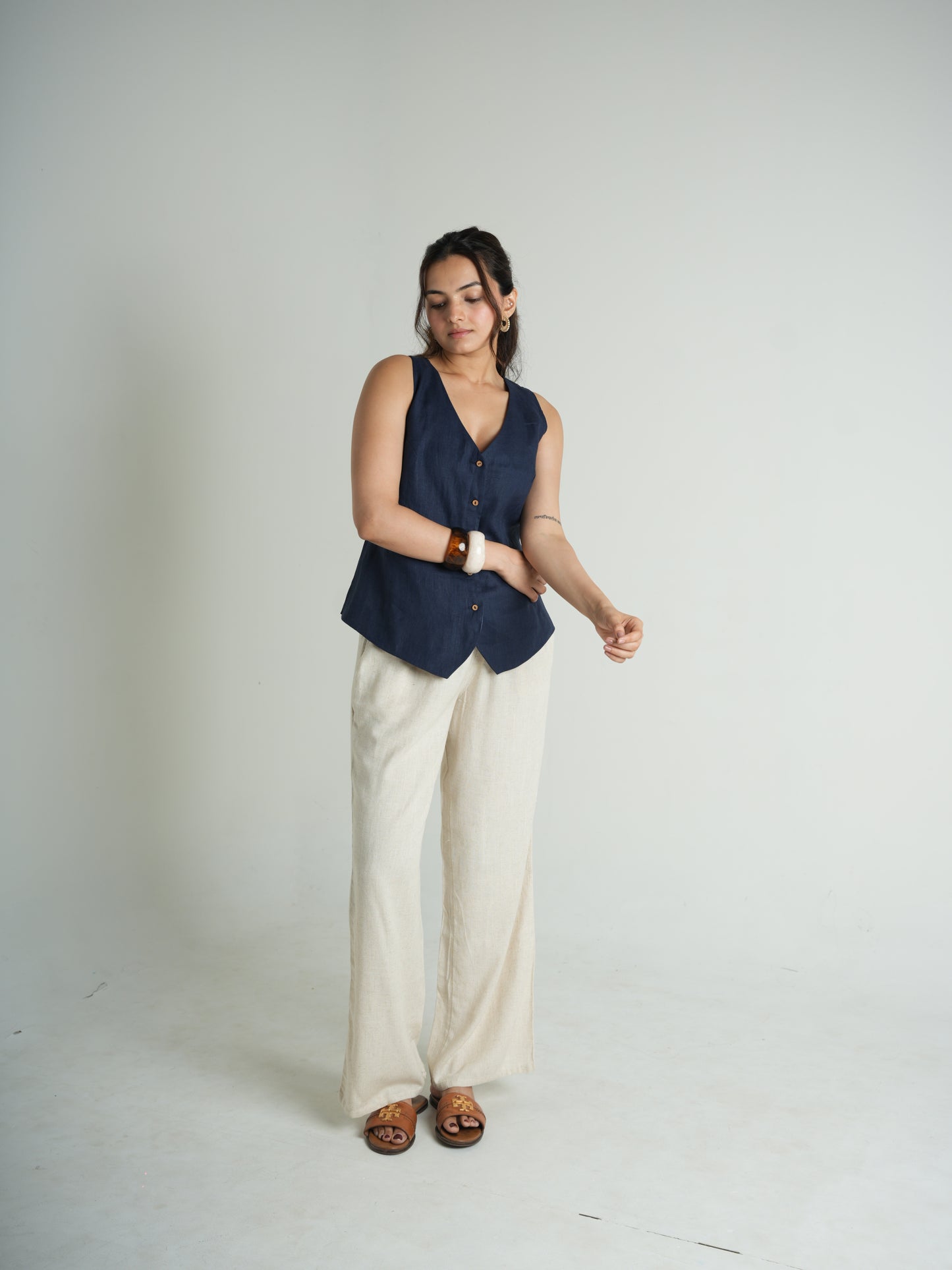 Blue linen top