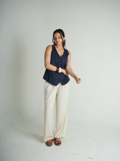 Blue linen top