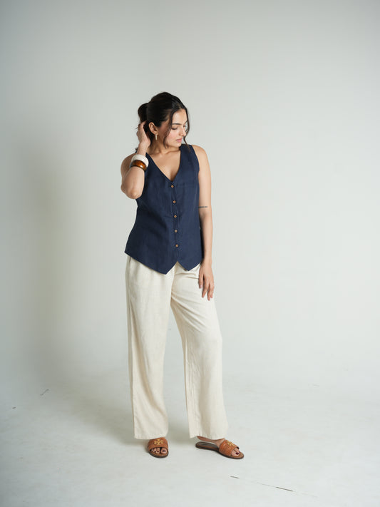 Blue linen top