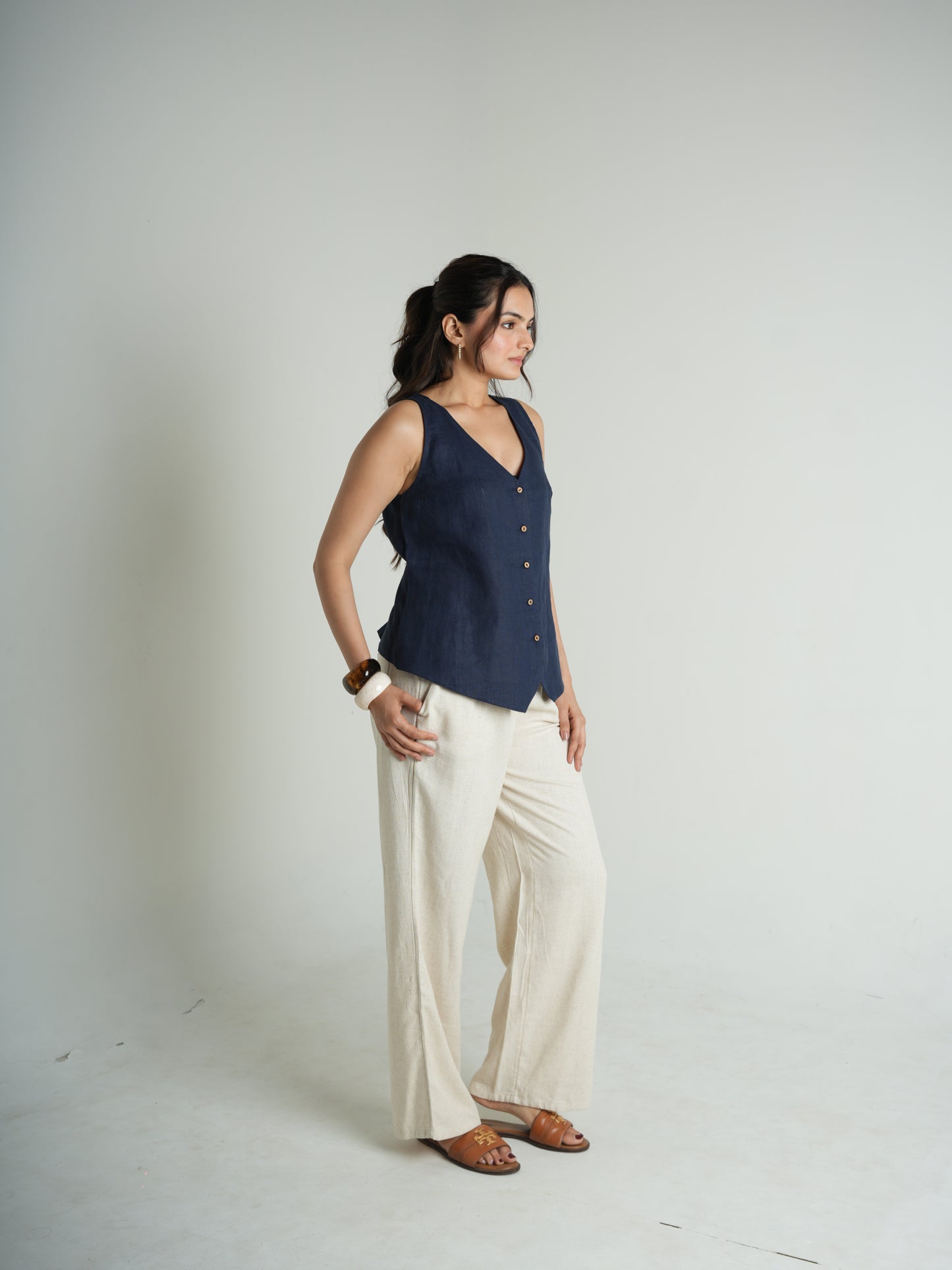 Blue linen top