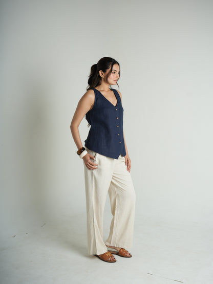 Blue linen top