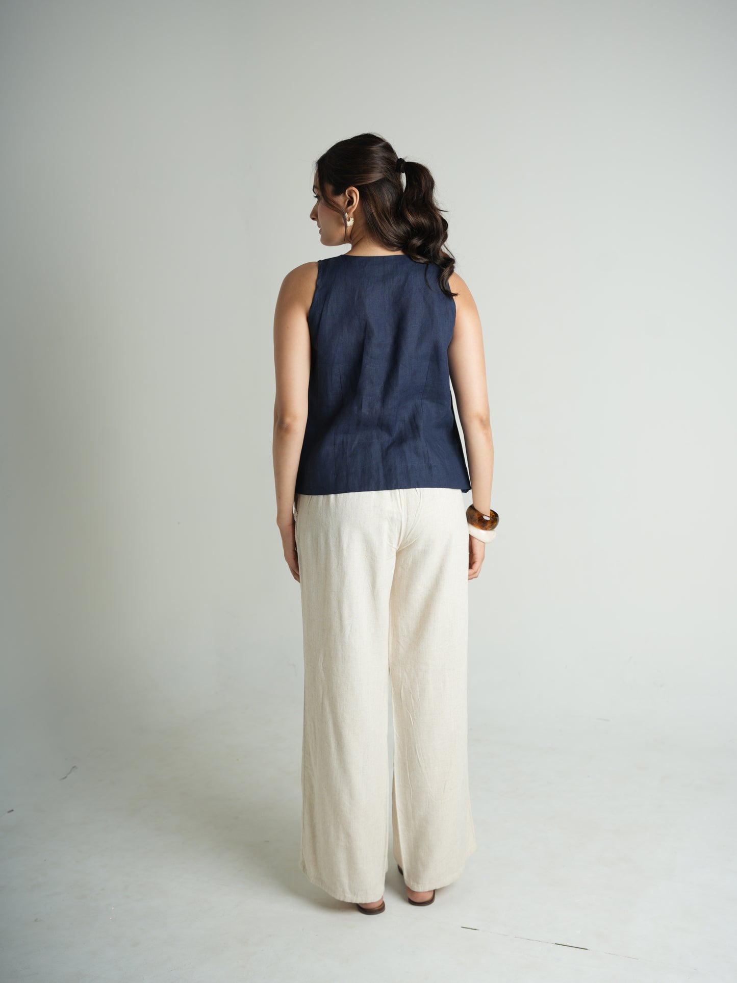 Blue linen top