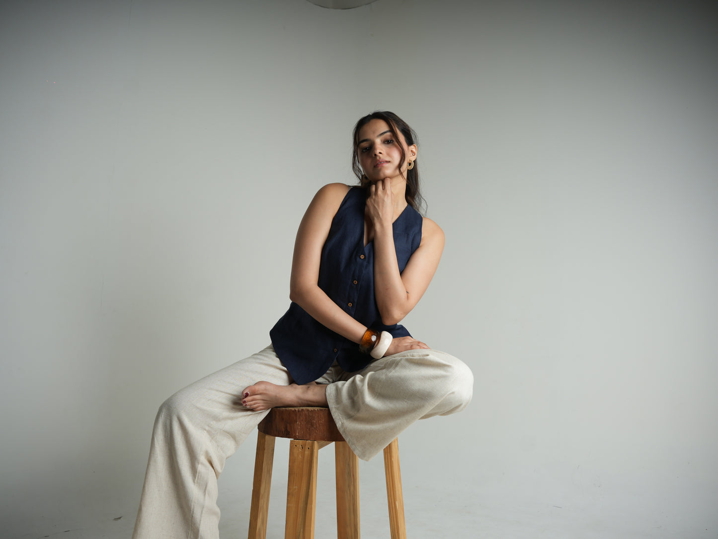 Blue linen top