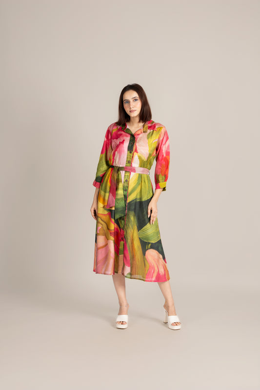 Palm line crest dress