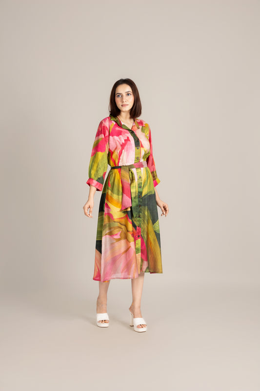 Palm line crest dress
