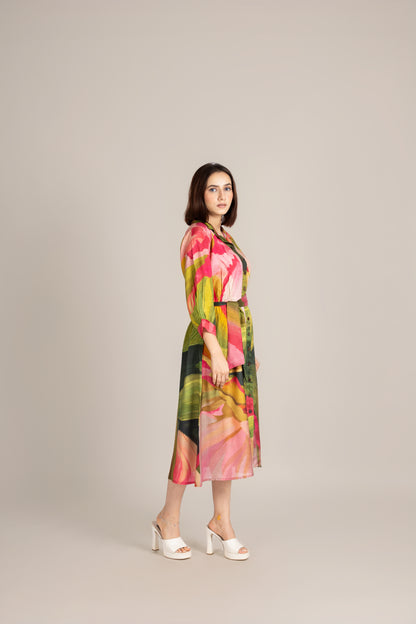 Palm line crest dress