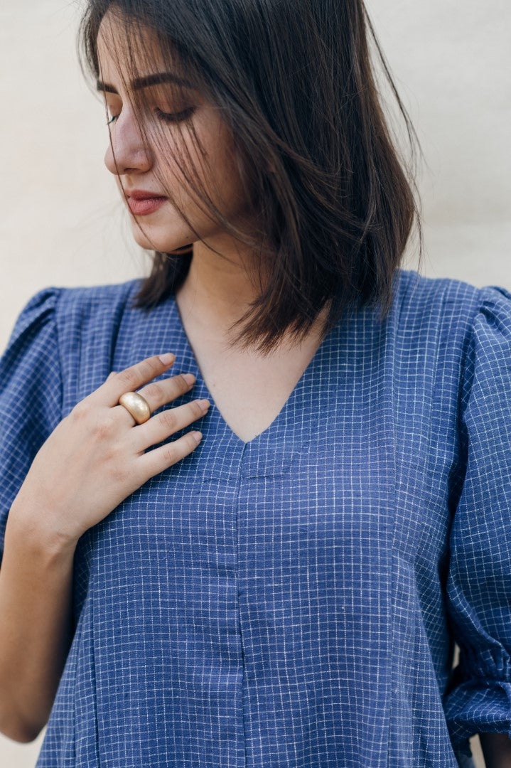 Blue checks dress