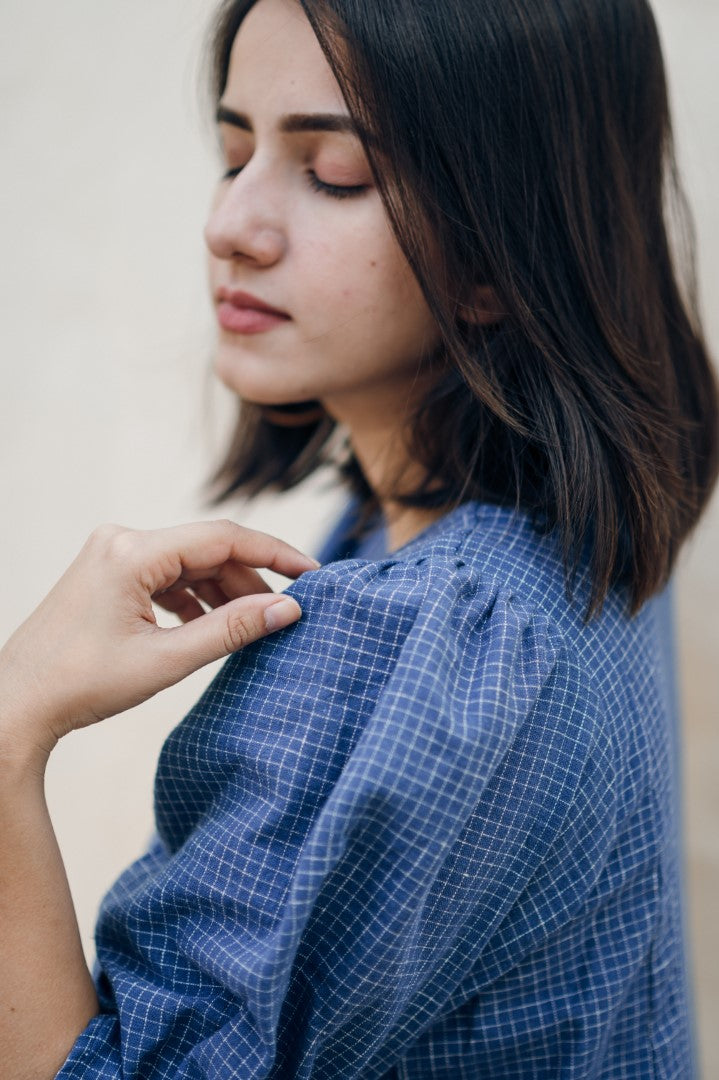 Blue checks dress