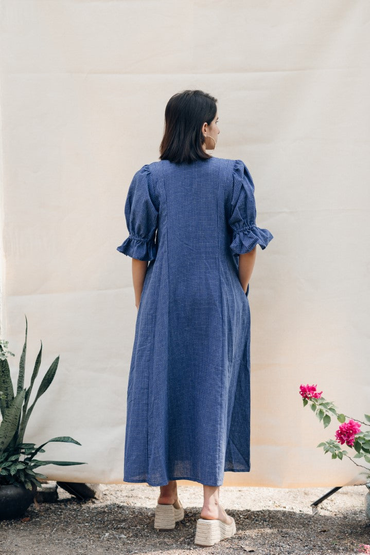 Blue checks dress
