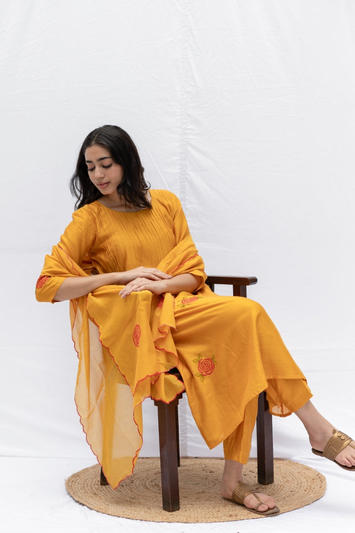 Yellow rose , pant and dupatta 3pc