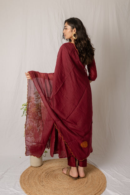 Maroon rose kurta and dupatta 2pc